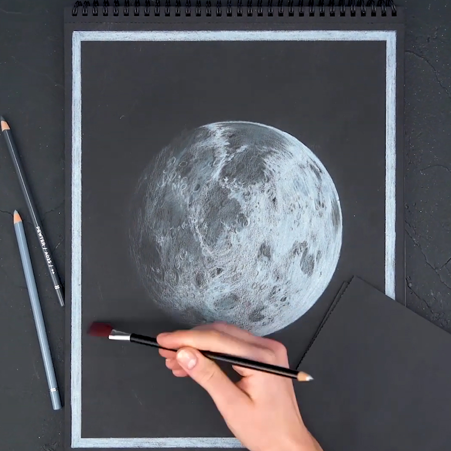 Landscape in colored pencil: the Moon in the night sky drawing - Speed Draw  | Jasmina Susak - YouTube