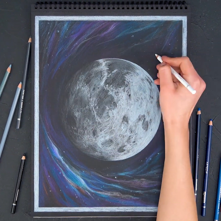 Rainbow moon drawing