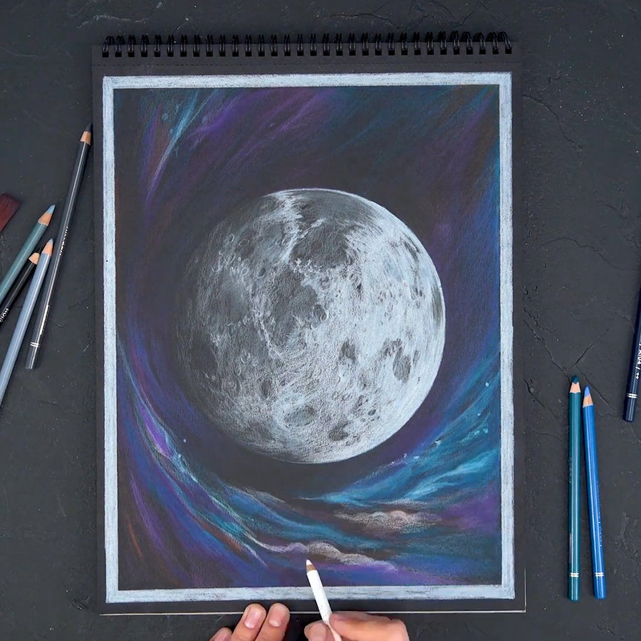 How To Make A Moon Drawing On Black Paper Arteza