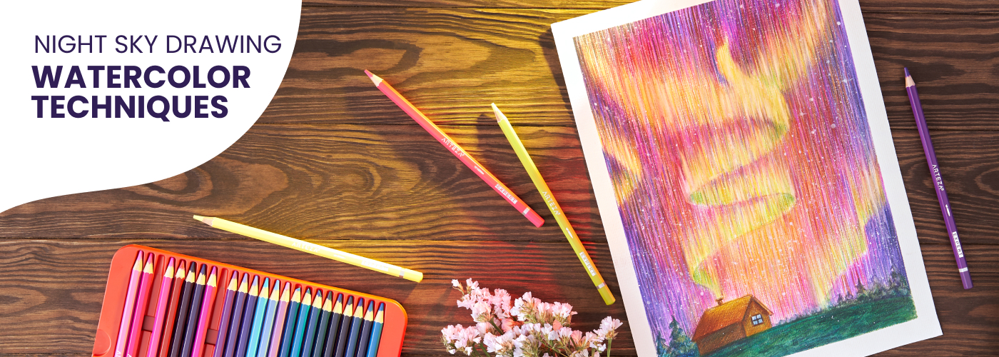 Make a Night Sky Drawing with Watercolor Pencils | ARTEZA