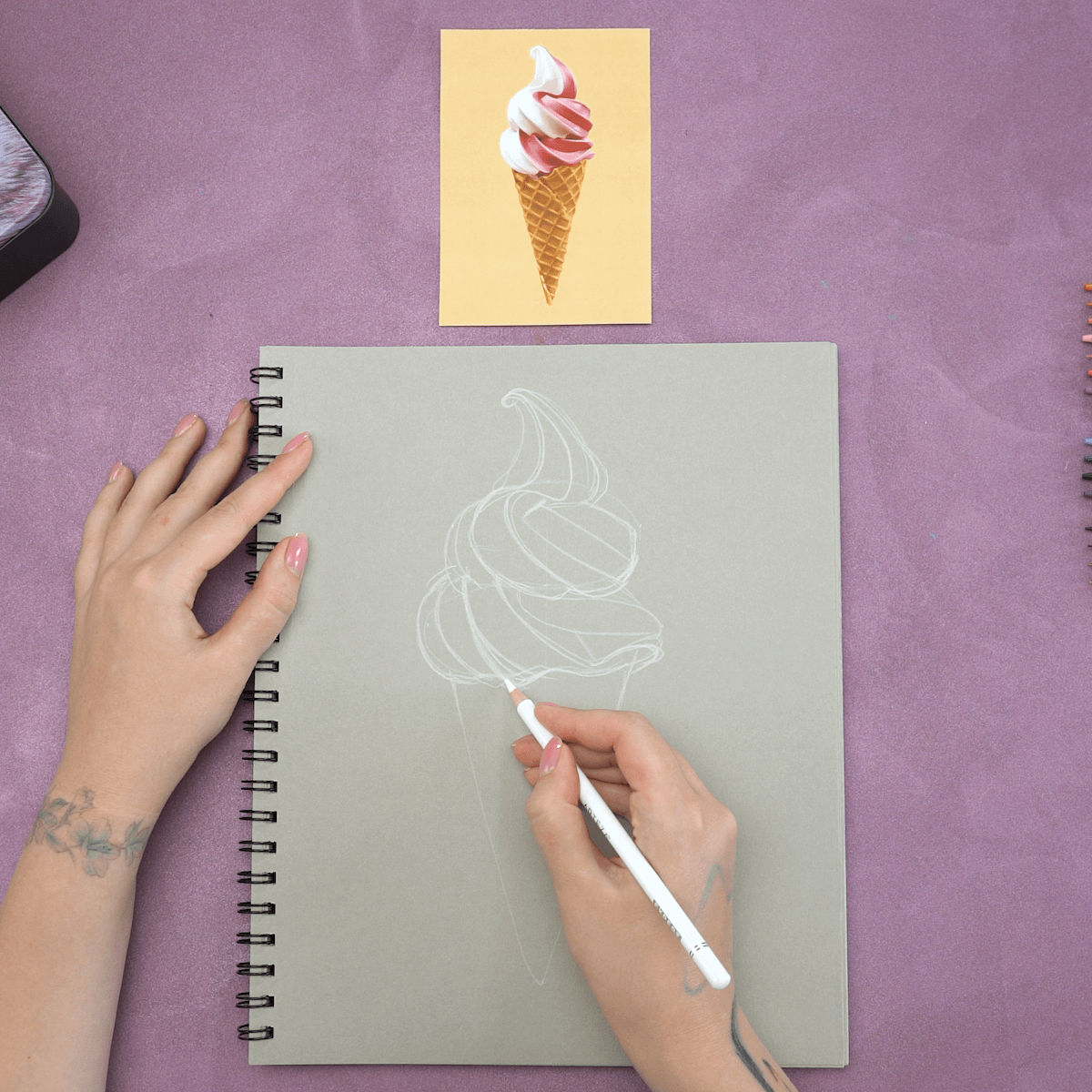 Ice Cream Cone Drawing Step 2