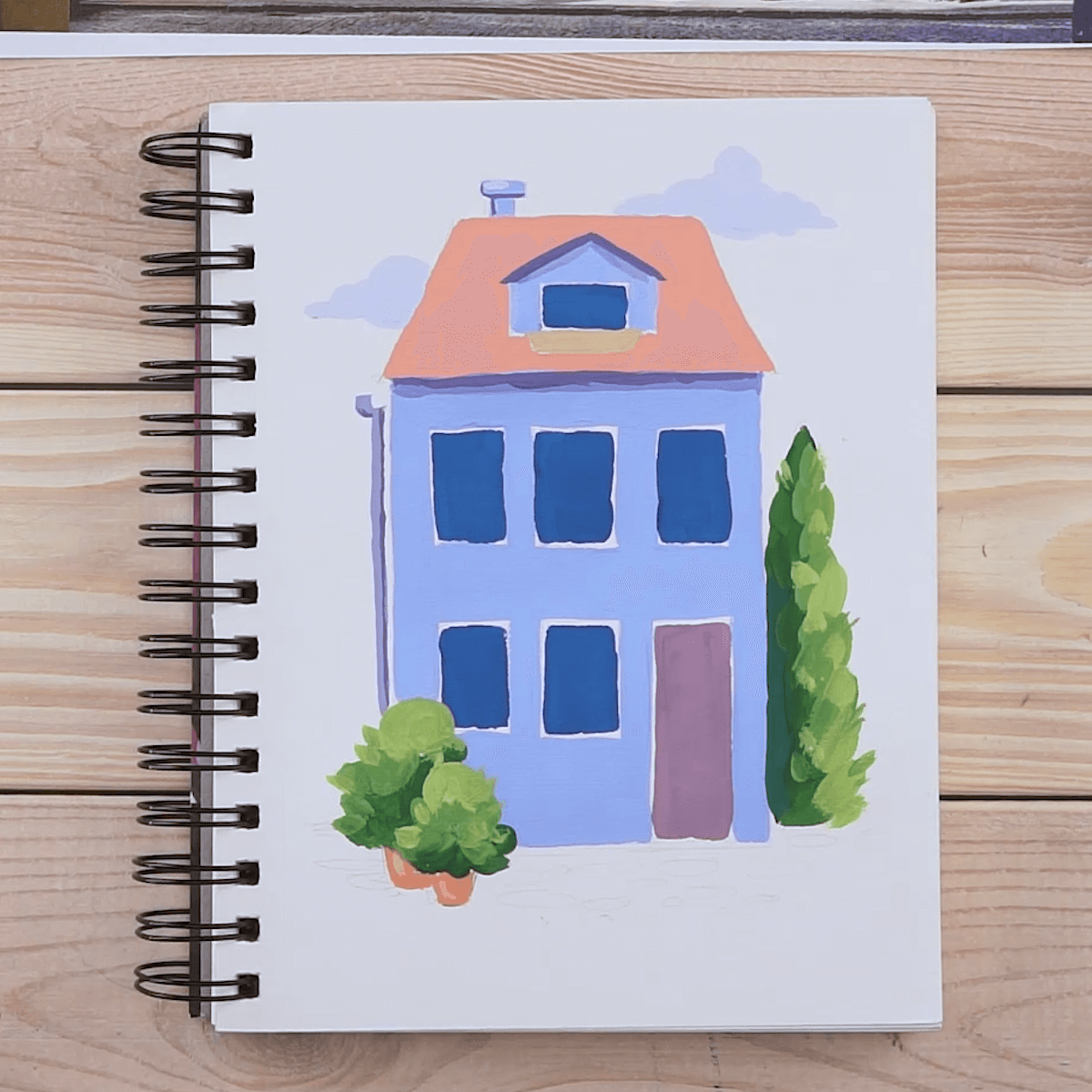 Create a House Drawing & Paint with Gouache