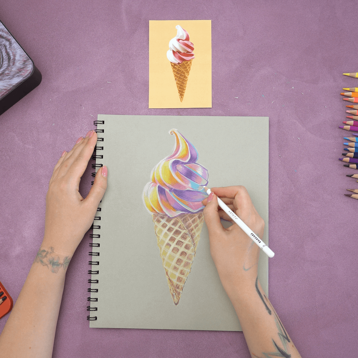 Easy How to Draw Ice Cream Tutorial & Ice Cream Coloring Page