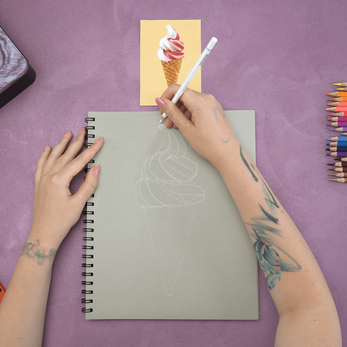 Ice Cream Cone Drawing Step 1