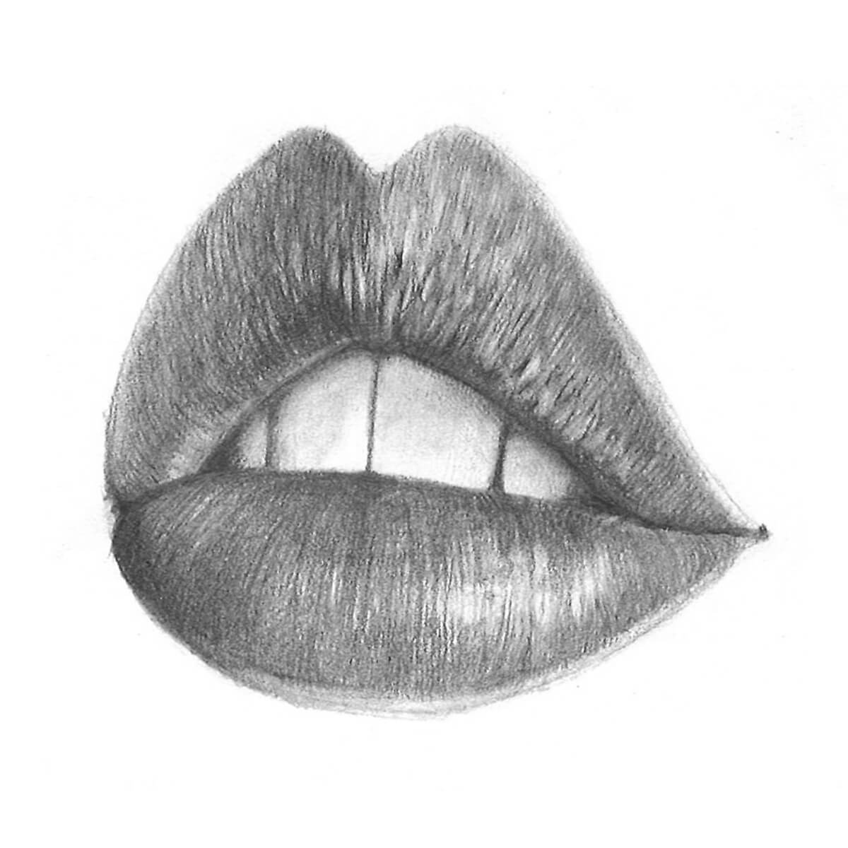 how to draw lips from the side