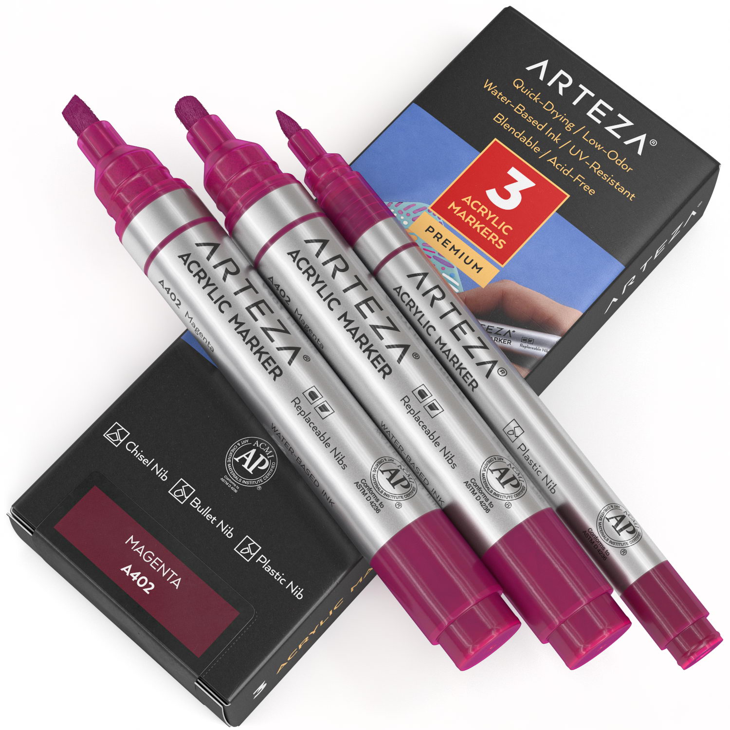 Acrylic Markers, Single Color - Pack of 3