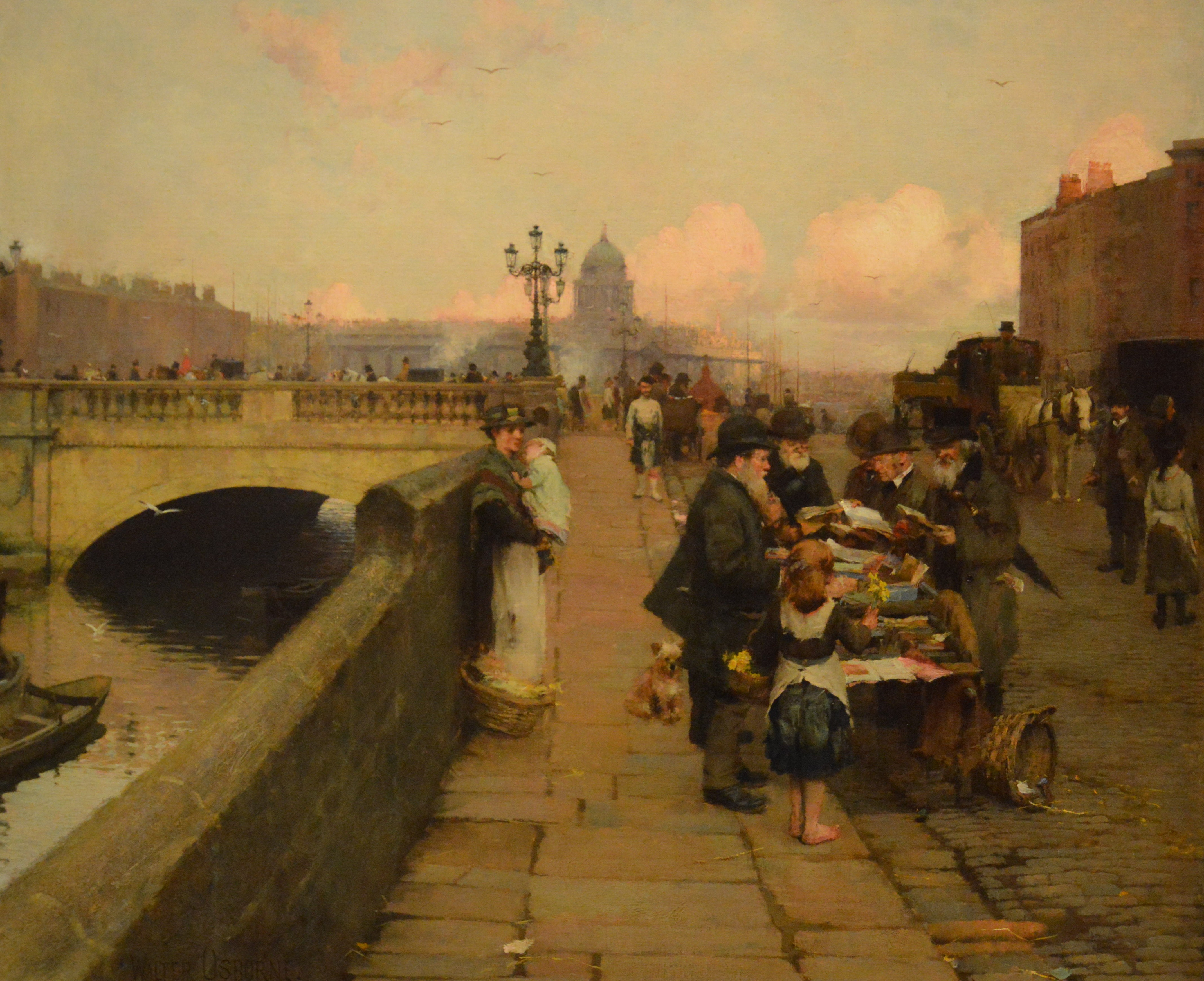 Walter Frederick Osborne, “The Dublin Streets”; a vendor of Books (1889)