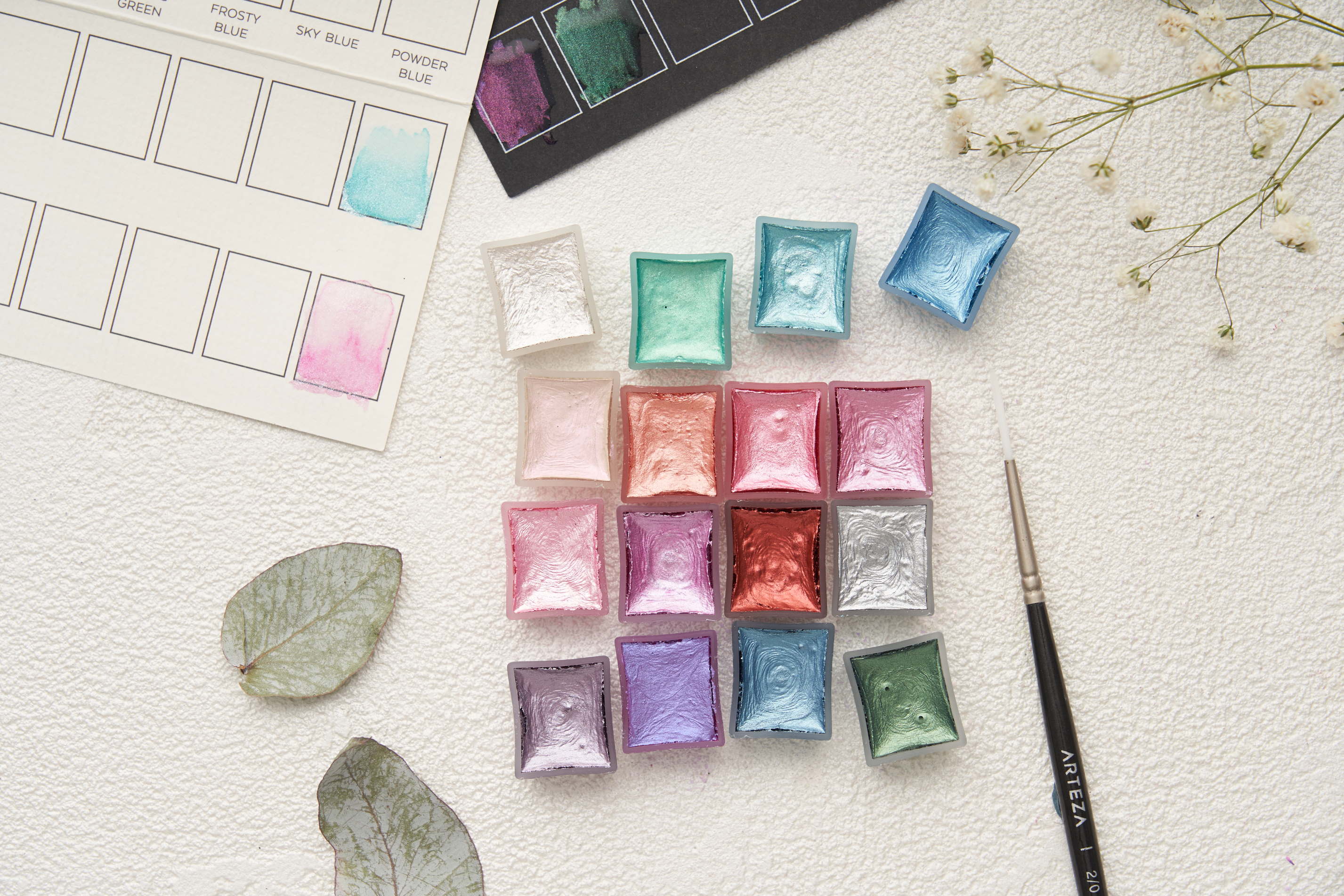 Metallic Watercolor Premium Artist Paint, Half Pans