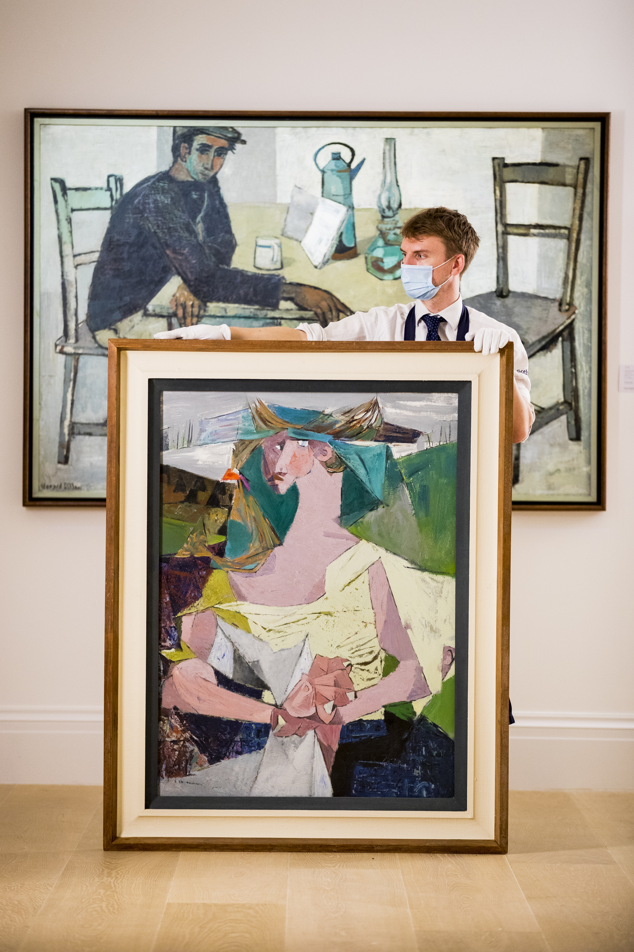 Louis le Brocquy's “Travelling Woman with Newspaper”, Sotheby’s Irish Art Pre-Sale Exhibition, London England September 4, 2020