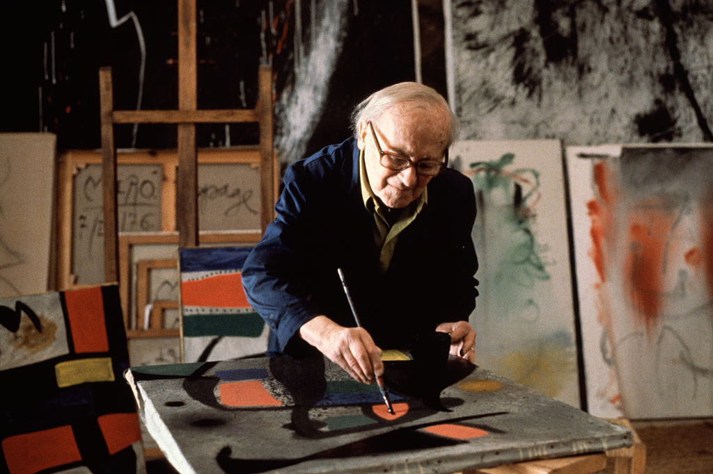 Surrealist Painter Juan Miro in His Workshop