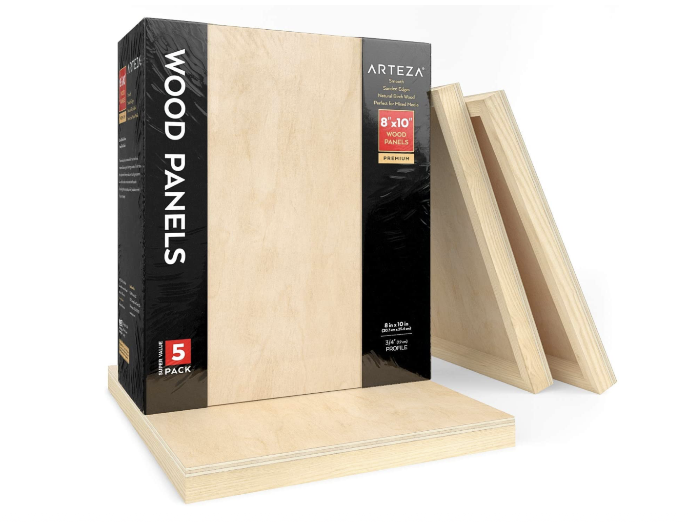 Wood Panels, 8x10 -Pack of 5