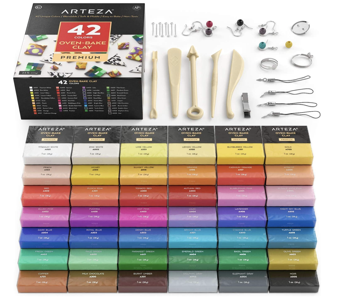 olymer Clay, Set of 42 Colors + Tools & Accessories