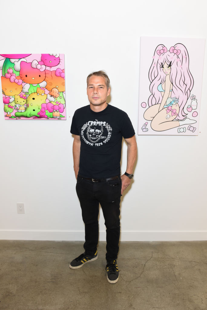 Shepard Fairey attends Corey Helford Gallery And Sanrio Host Hello Kitty 45th Anniversary Group Show Opening Reception at Corey Helford Gallery on June 29, 2019 in Los Angeles, California