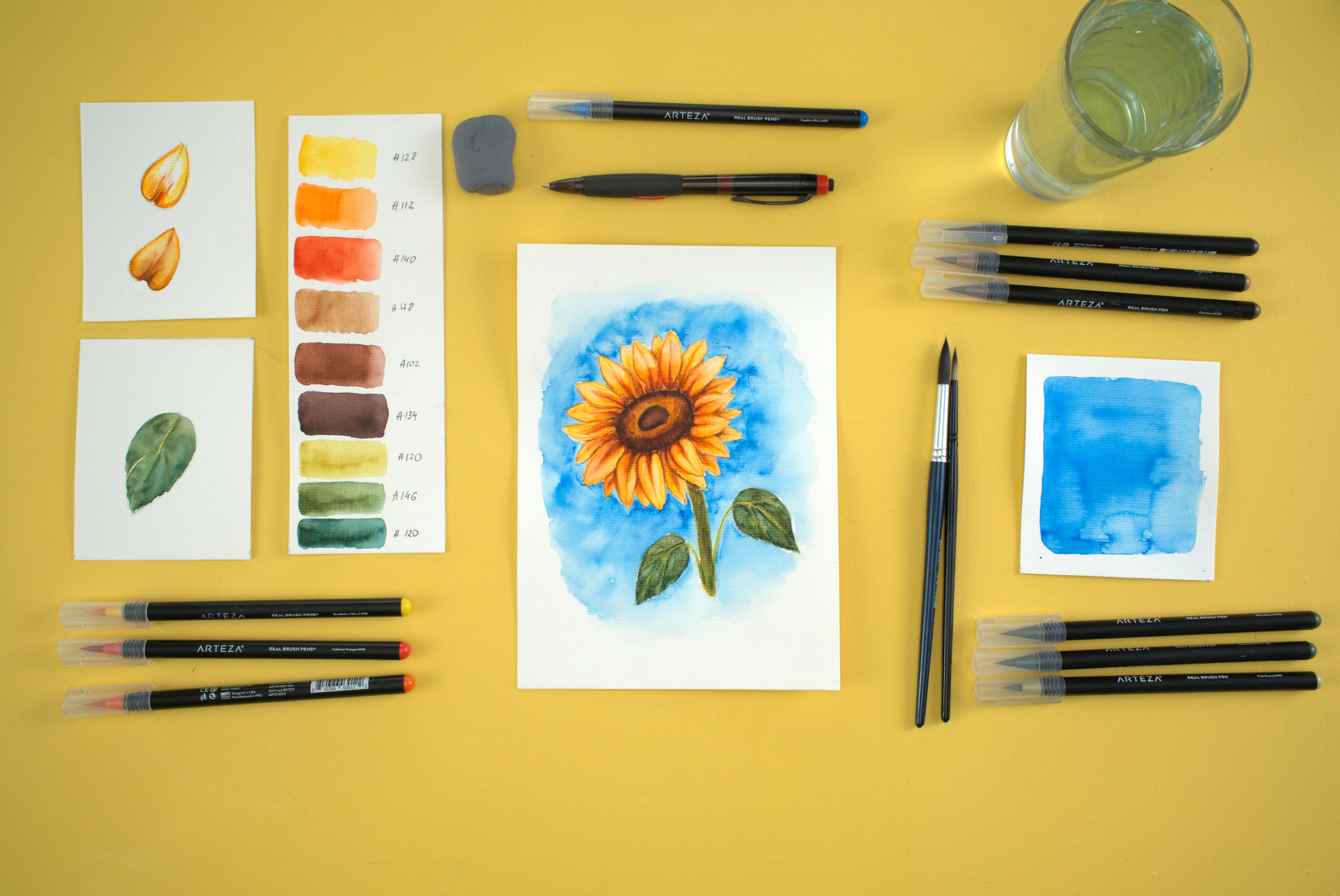 15 Watercolor Techniques Using Arteza Real Brush Pens