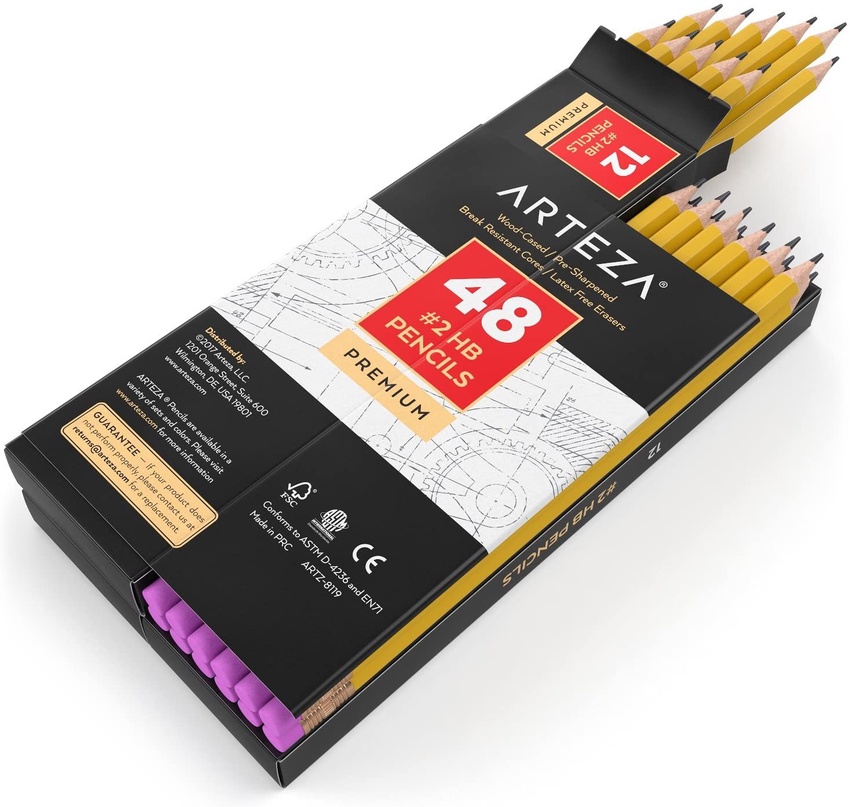 2 Hb Wood Cased Pencils Box Of 48 Arteza