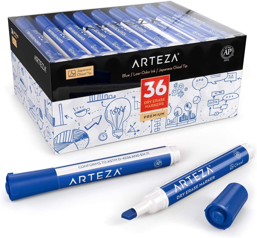 Dry Erase Markers Chisel Tip Blue Pack Of 36 Arteza