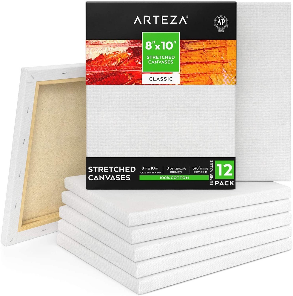Classic Stretched Canvas, 8 x 10 in Pack of 12 ARTEZA