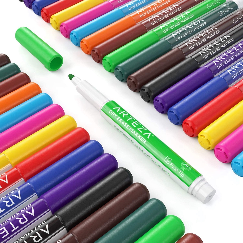 Dry Erase Markers Fine Tip 12 Assorted Colors Arteza 9403