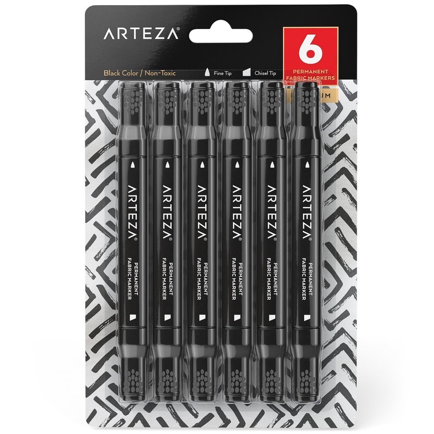 Fabric Markers Black Set Of 6 Arteza