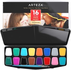 Kids Face Painting Kit 16 Colors Brushes Stencils Glitter