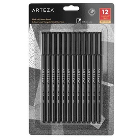 Kijker Margaret Mitchell voeden Inkonic Fineliner Pens, Black - Pack of 12 | ARTEZA