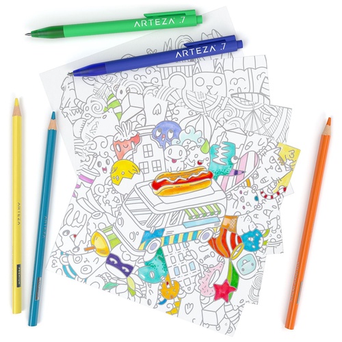 Download Coloring Book, Doodle Illustrations, 72 sheets | ARTEZA