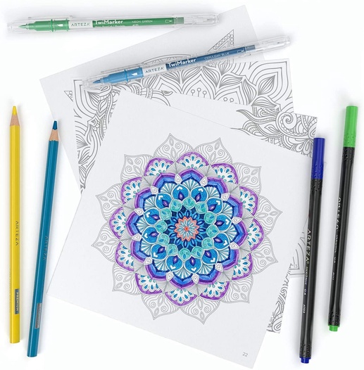 Download Coloring Book Mandala Illustrations Gray Outlines Arteza