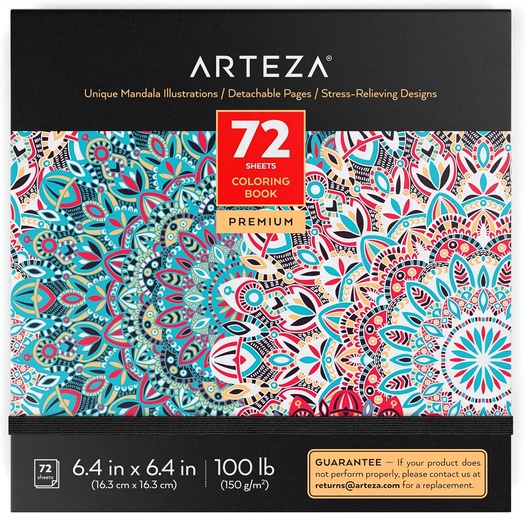 Coloring Book Mandala Illustrations Gray Outlines 72 Sheets Arteza
