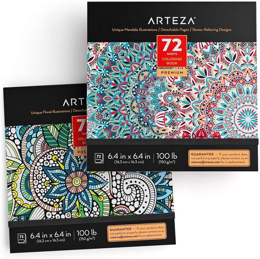 Download Coloring Book Set Floral Mandala Illustrations Arteza