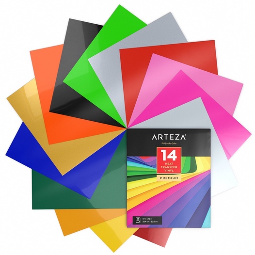 Heat Transfer Vinyl Assorted Colors 14 Sheets Arteza