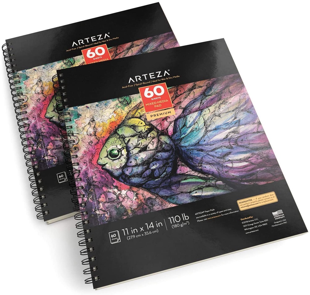 Mixed Media Pad, 11" x 14", 60 Sheets - Pack of 2 | ARTEZA