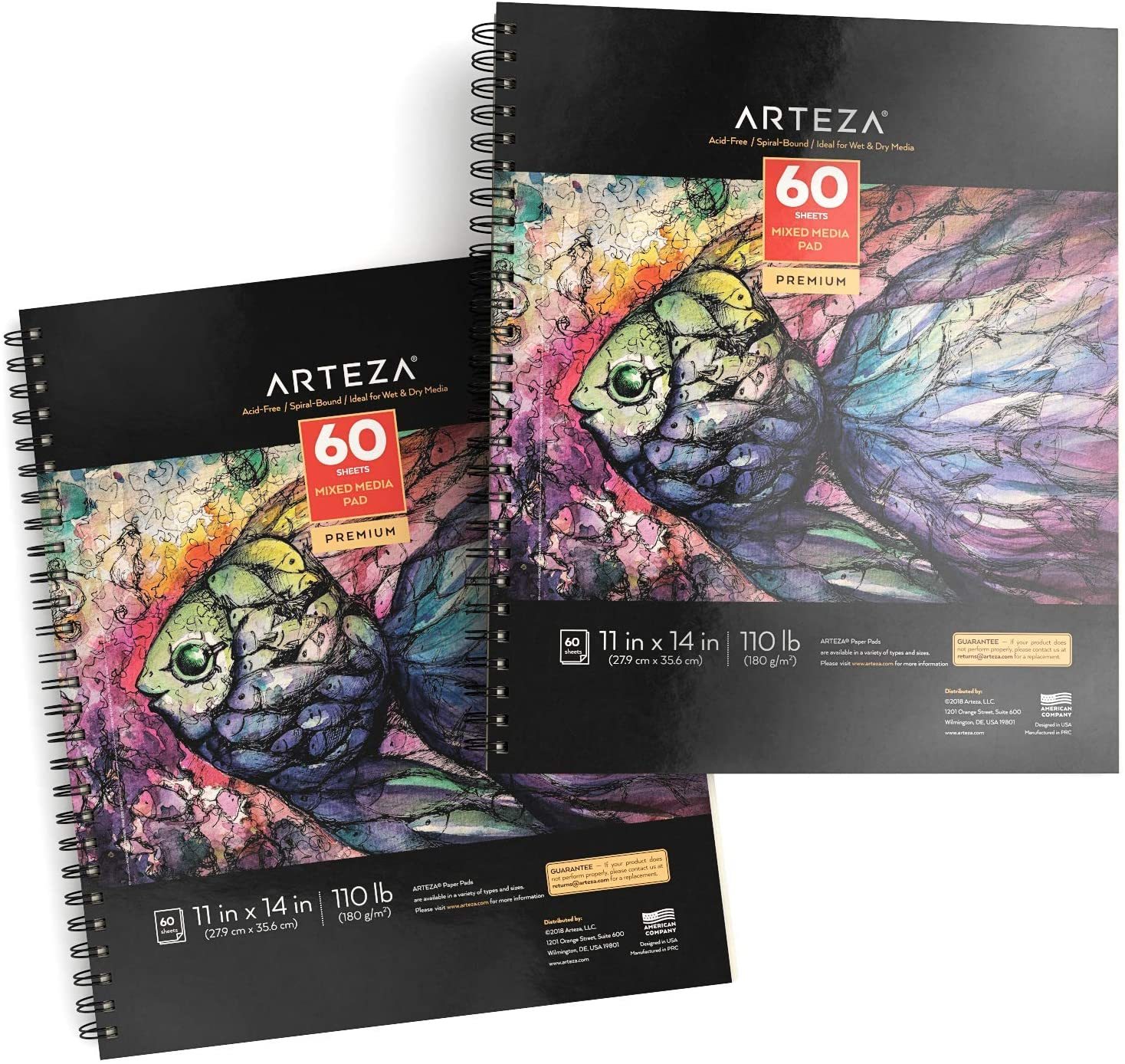 5.5" x 8.5" Mixed Media Paper Pad Sketchbook 2 Pack 60 Sheets 98lb Spiral-Bound 