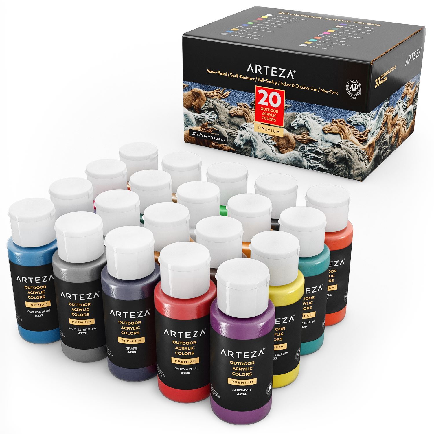 Outdoor Acrylic Paint, 12 fl oz Bottles - Set of 112