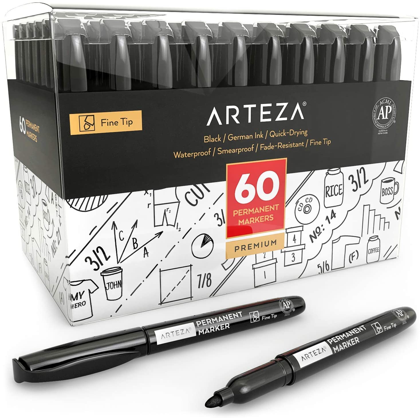 Fine Permanent Marker Black Pen 10 x Edding 370 Pens