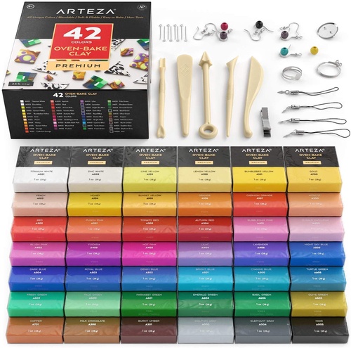 Polymer Clay, Set of 42 Colors + Tools & Accessories | ARTEZA