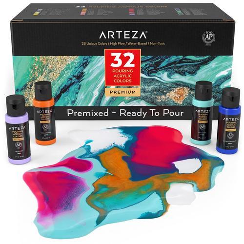 Pouring Acrylic Paint 60ml Bottles Set Of 32 Arteza - Acrylic Paint Colors Needed
