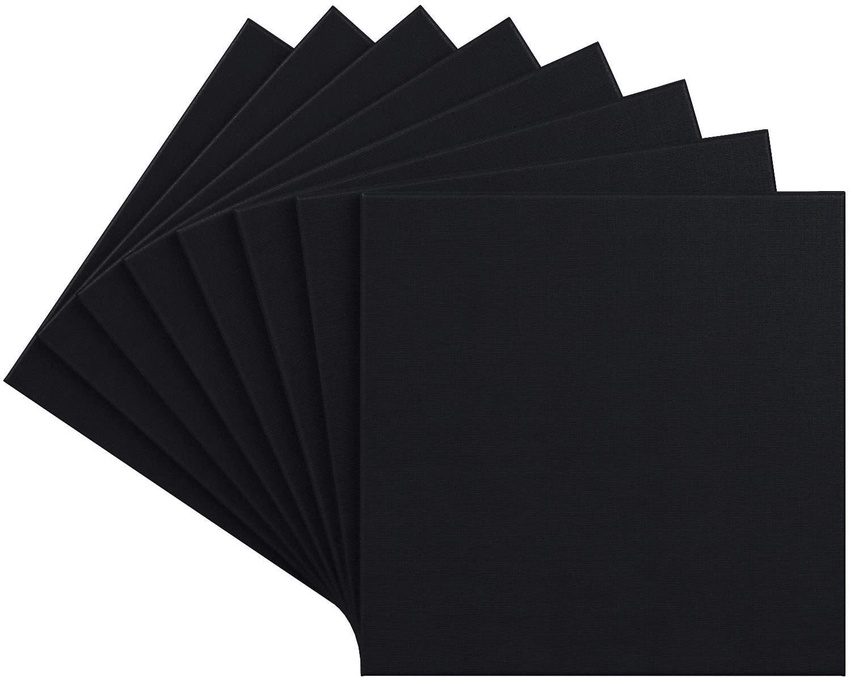 Pack of 12 Primed Acid-Free 100/% Cotton Pouring Techniques /& Wet Art Media for Acrylic /& Oil Paint Arteza 12x12 inch Black Stretched Canvas for Painting