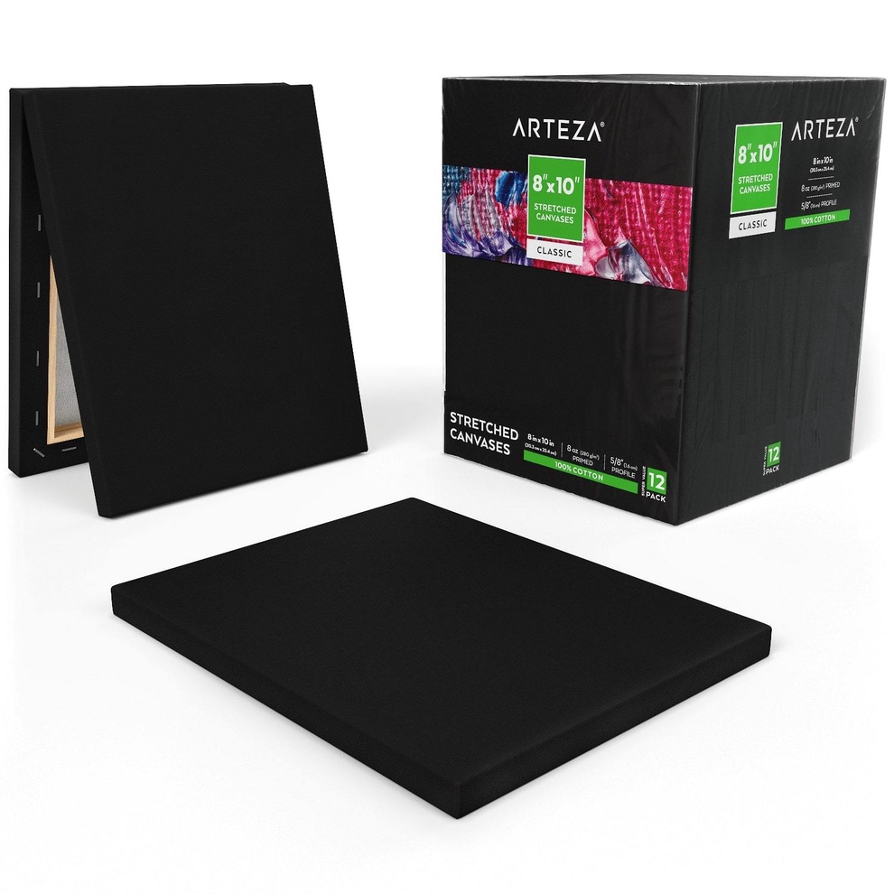 Stretched Canvas Black X In Pack Of Arteza