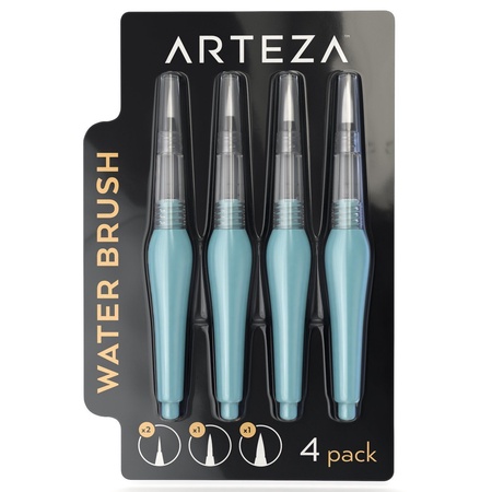 arteza.com | Water Brush Pens - Set of 4 Assorted Tips