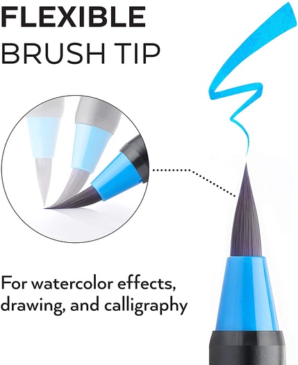 Real Brush Pens Set Of 48 Arteza Use your arteza paint brush pens with water to create delicate watercolor effects. real brush pens set of 48