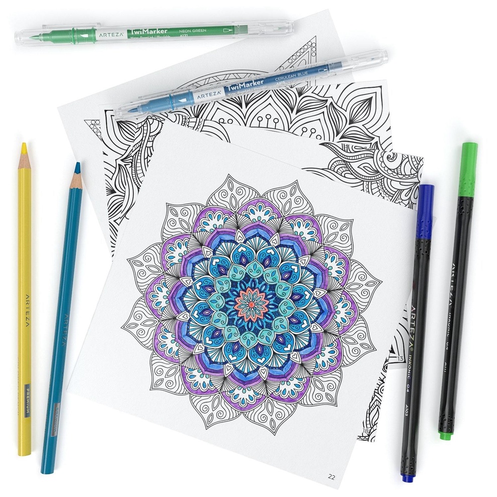 Coloring Book, Mandala Illustrations, 72 sheets | ARTEZA