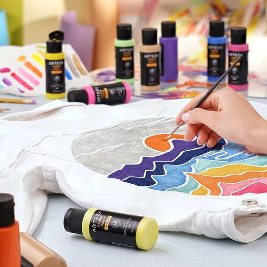 Fabric Paint Assorted Colors 60ml Bottles Set Of 24 Arteza