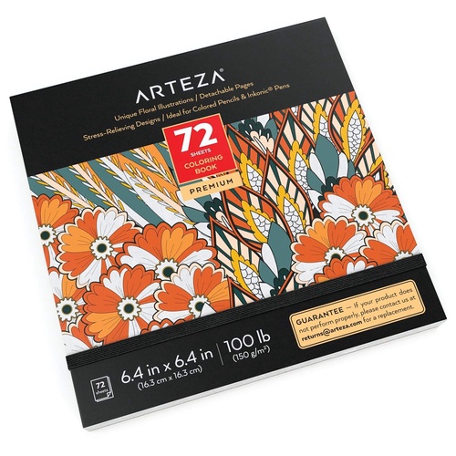 Download Coloring Book, Floral Illustrations, 72 Sheets | ARTEZA