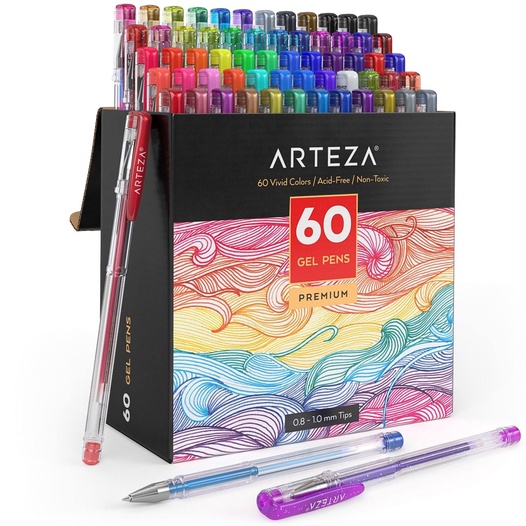 big set of gel pens