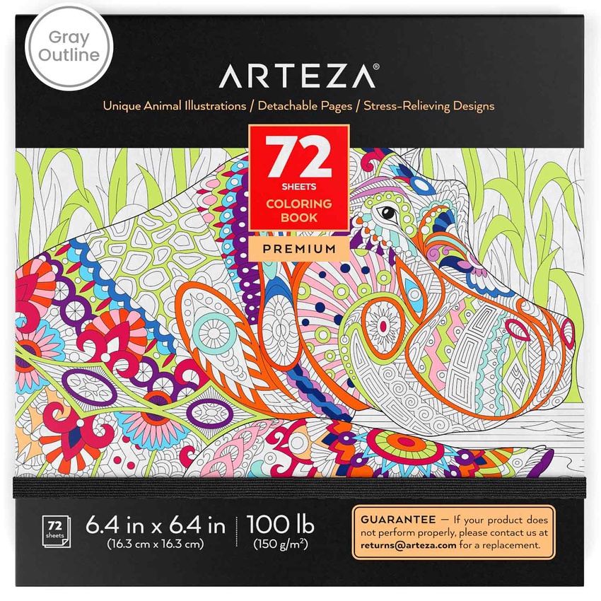 Download Coloring Book Animal Illustrations Gray Outlines Arteza