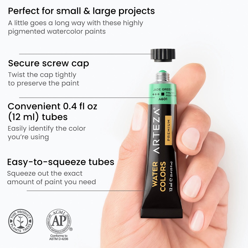 Watercolor Premium Artist Paint 12ml Tubes Arteza Finding the right water/paint ratio. watercolor premium artist paint 12ml tubes set of 60