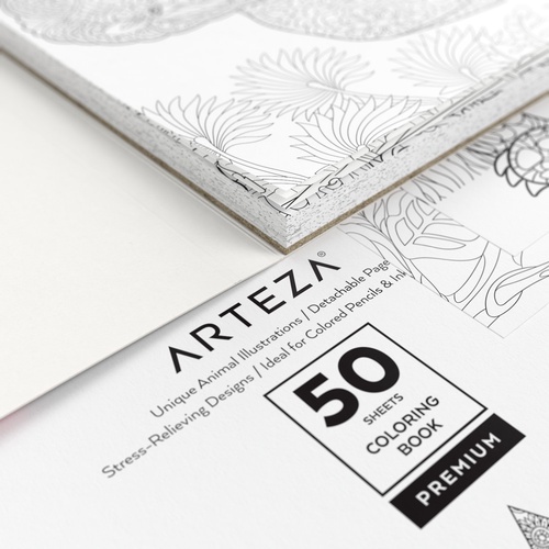 Coloring Book, 9" x 9", Animal Illustrations, 50 Sheets | ARTEZA