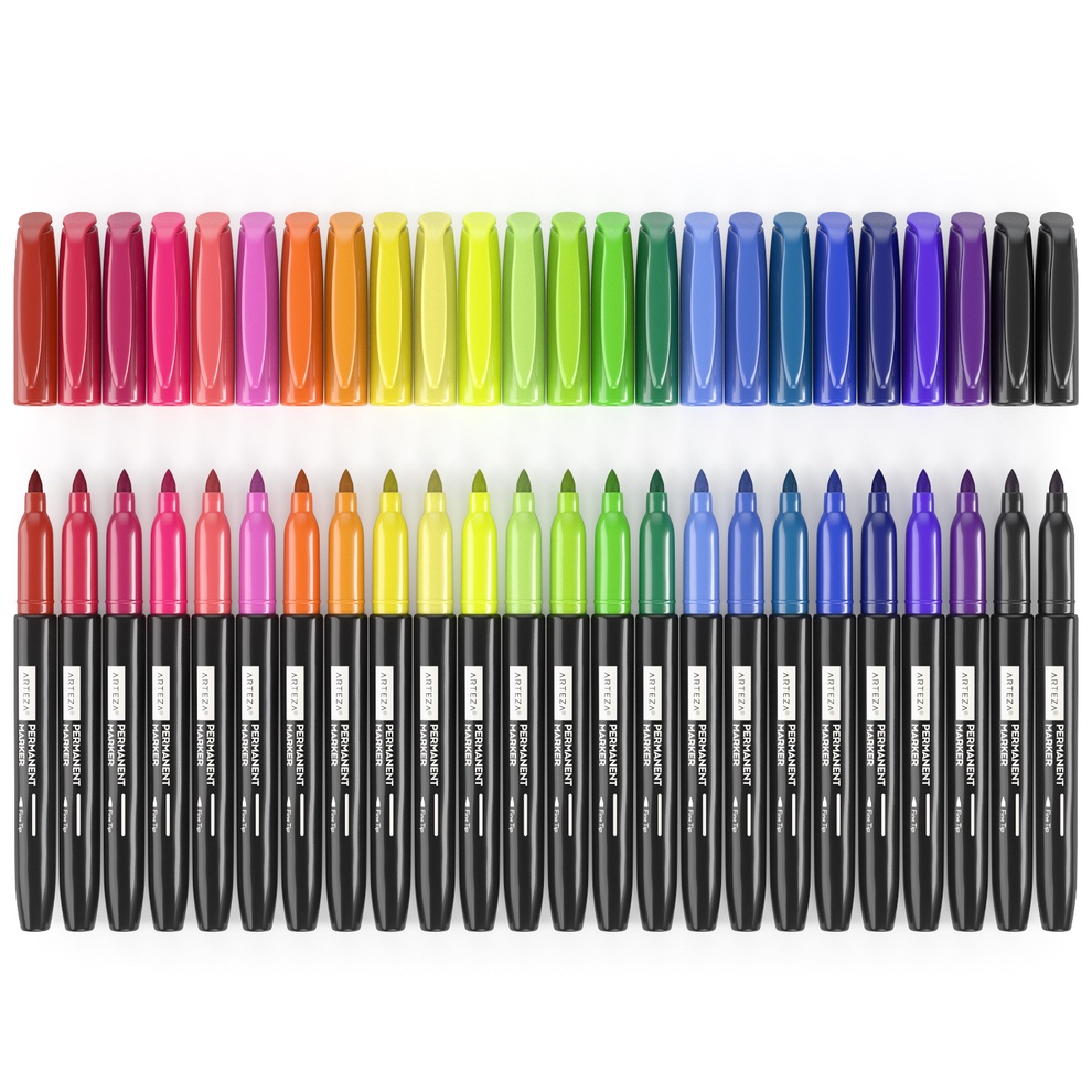 Permanent Markers, Brights & Neon, Fine Tip - Set of 24 | ARTEZA